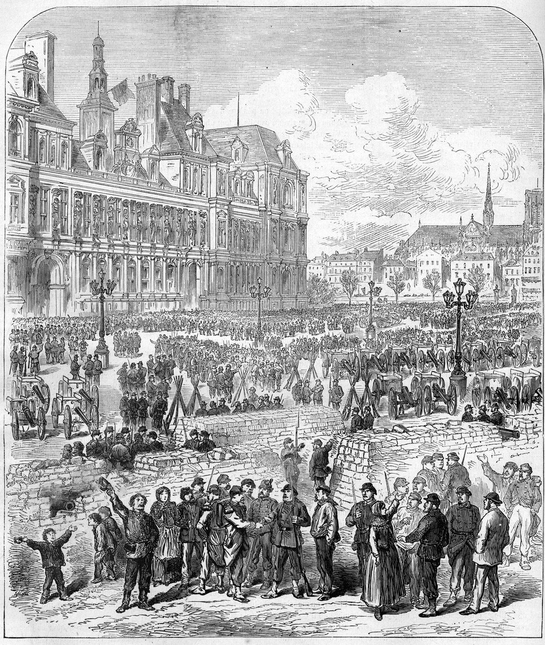 Pariserkommunen i 1871. Barrikader og artilleripark i Federes (Communards), Place de l