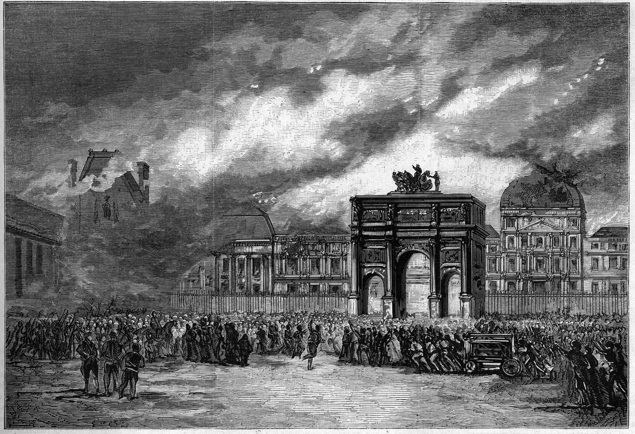 Pariserkommunen i 1871. Brand i Tuileriernes palads i den blodige uge (22.-28. maj) af Unknown artist