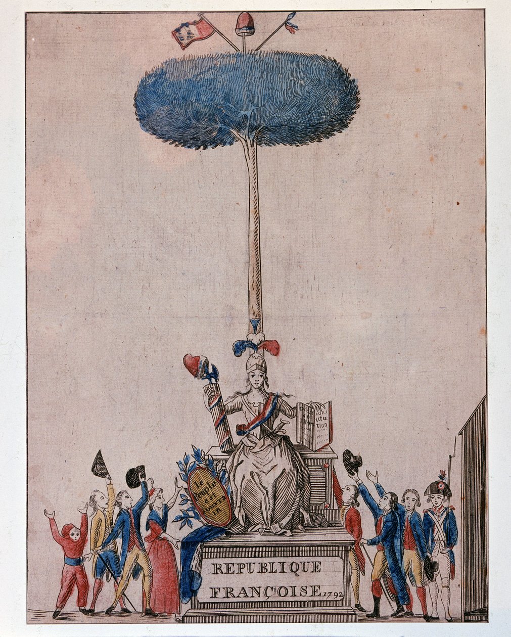 Folket er suverænt - Allegori om Den Franske Republik og Frihedstræet af Unknown artist