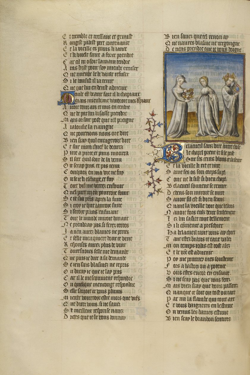 Personificeringen af alderdommen, der giver en krans til den gode modtagelse af Unknown artist