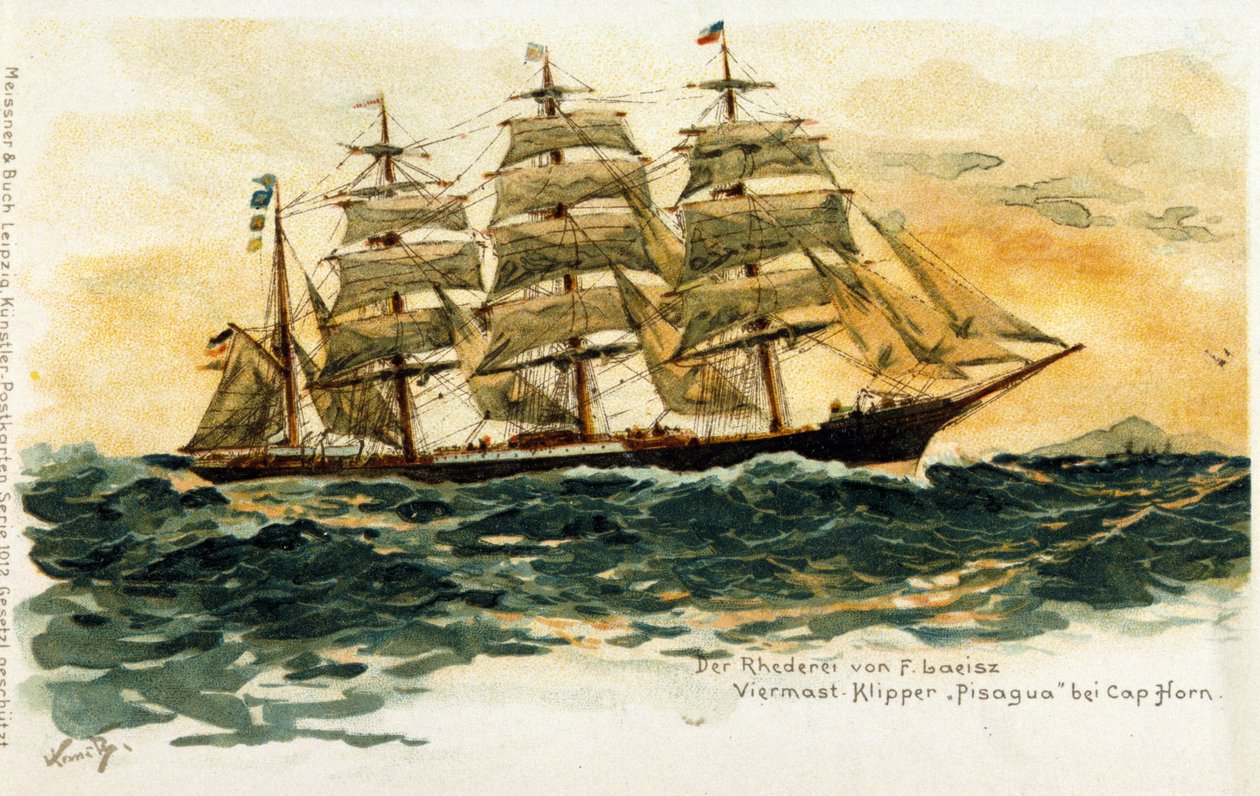 Pisagua-klippet ved Kap Horn. 1800-tals illustration af Unknown artist
