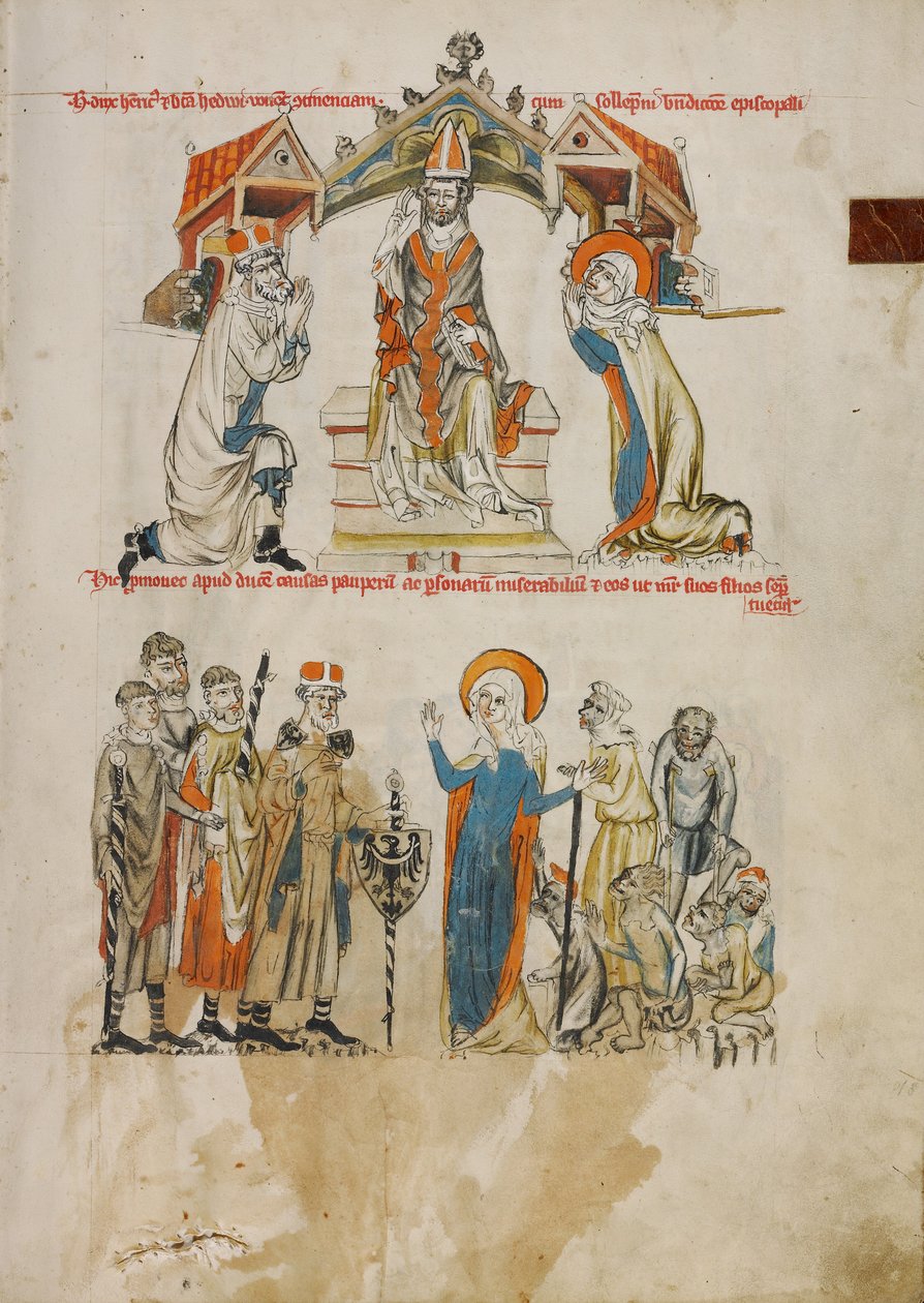 Kyskhedsløftet; Sankt Hedvig hjælper de fattige og syge af Unknown artist