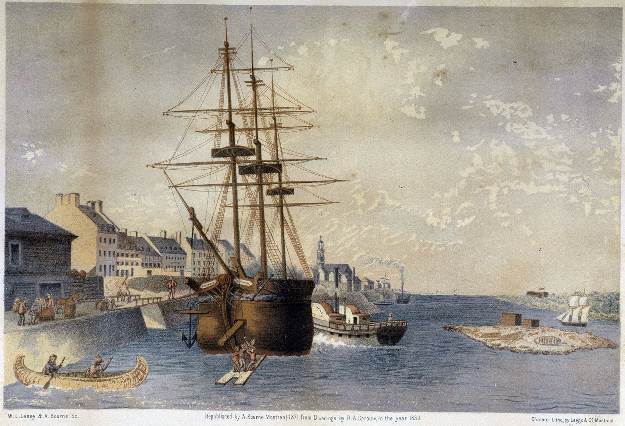 Havnen i Montreal i 1830 - af Spronle af Unknown artist