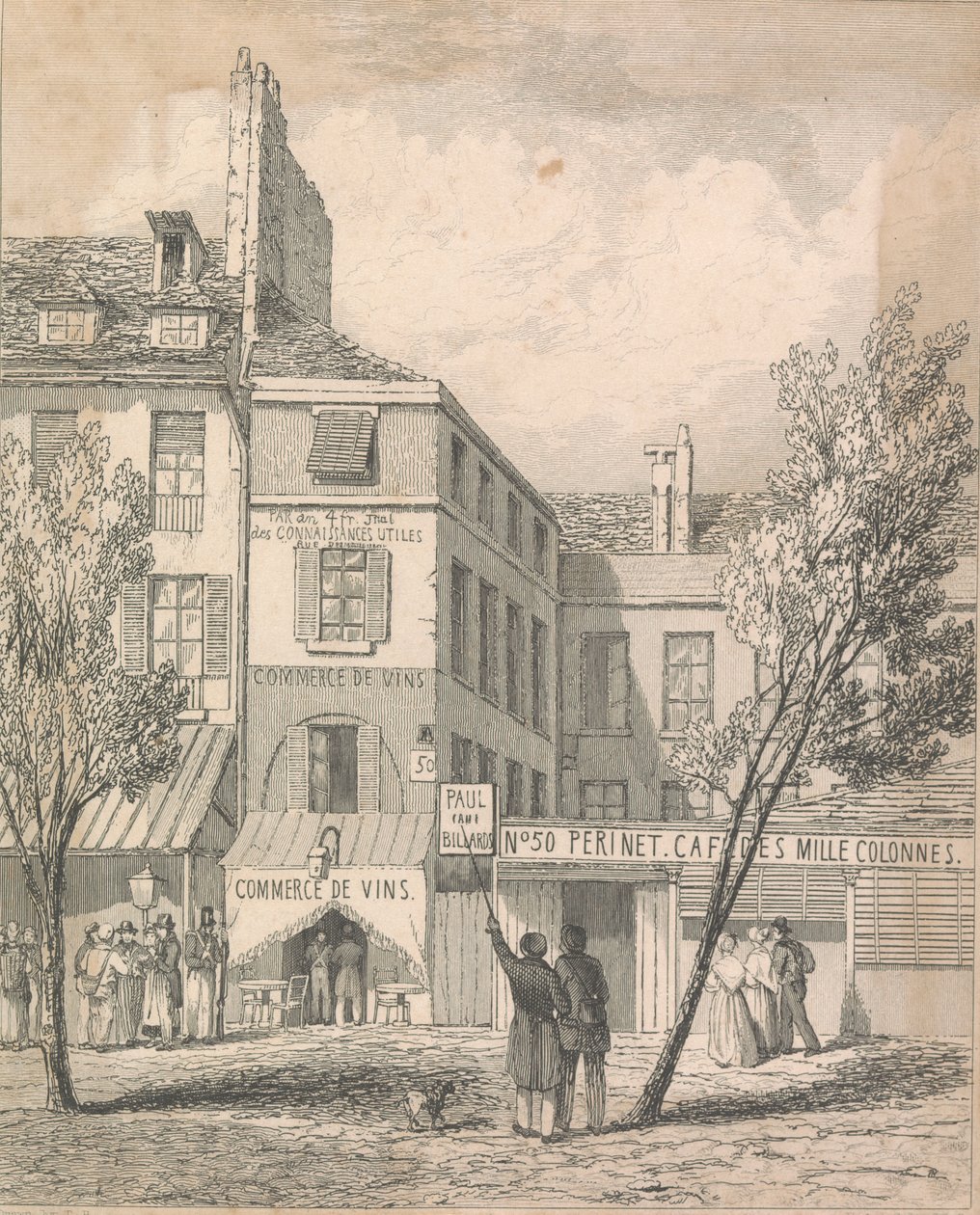 Jeschis residens i Boulevard du Temple, fra en tegning lavet på stedet. Vinduet dækket med en persienne er den, hvorfra den dødelige motor var [Dissil?]; side 2 (bind 2) af Unknown artist