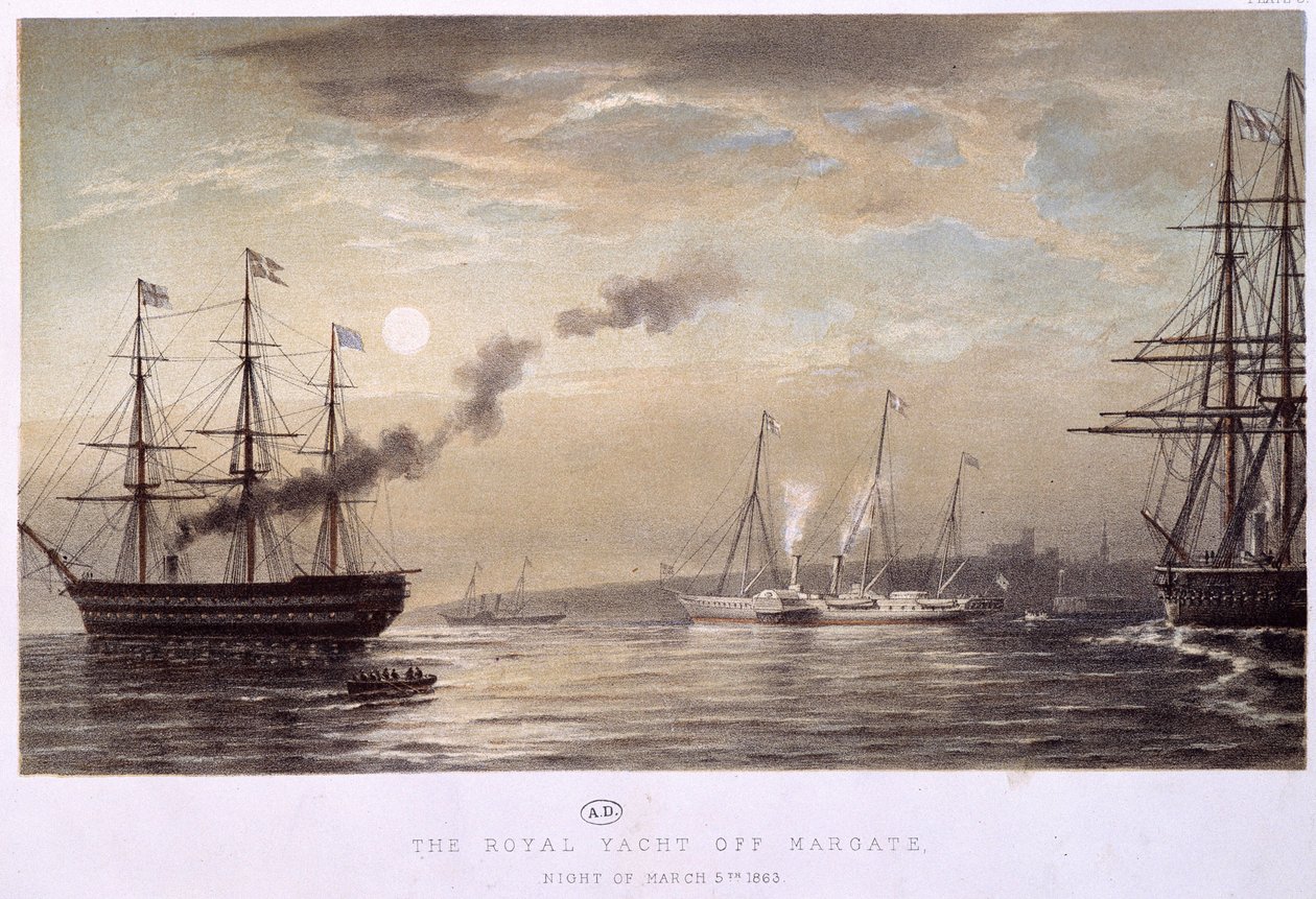 The Royal Yacht of Margate: Royal Yacht of England, en nat i marts 1863. af Unknown artist
