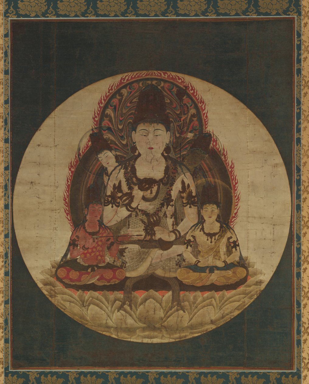 te se clet fem bodhisattvaer (fem hemmelige bodhisattvaer) af Unknown artist