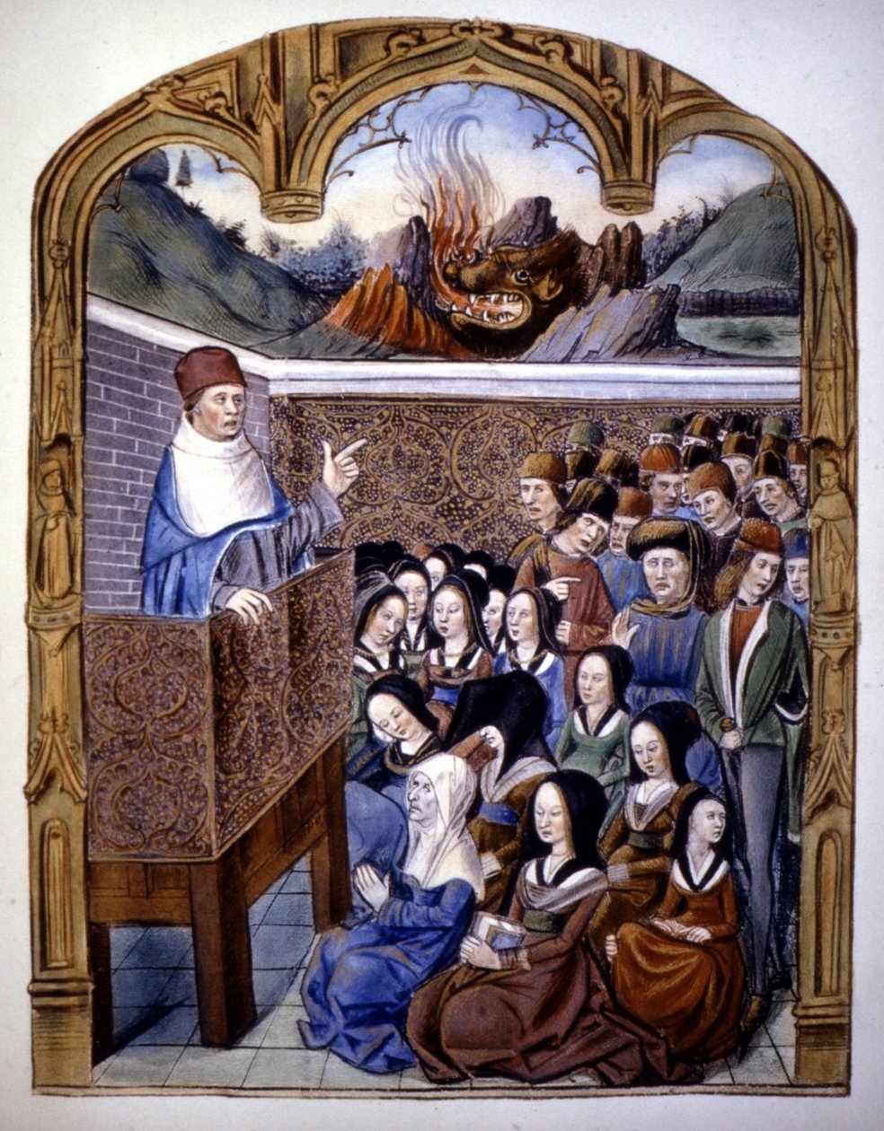 Prædikenen: Helvedes 12 farer. 15. århundredes manuskript. af Unknown artist