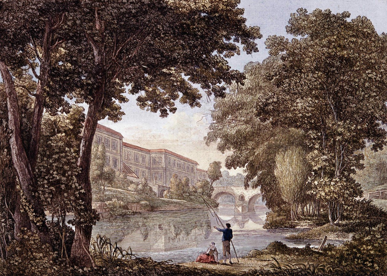 Stern Bridge i Weimar, Tyskland. Stik fra 1793 af Unknown artist