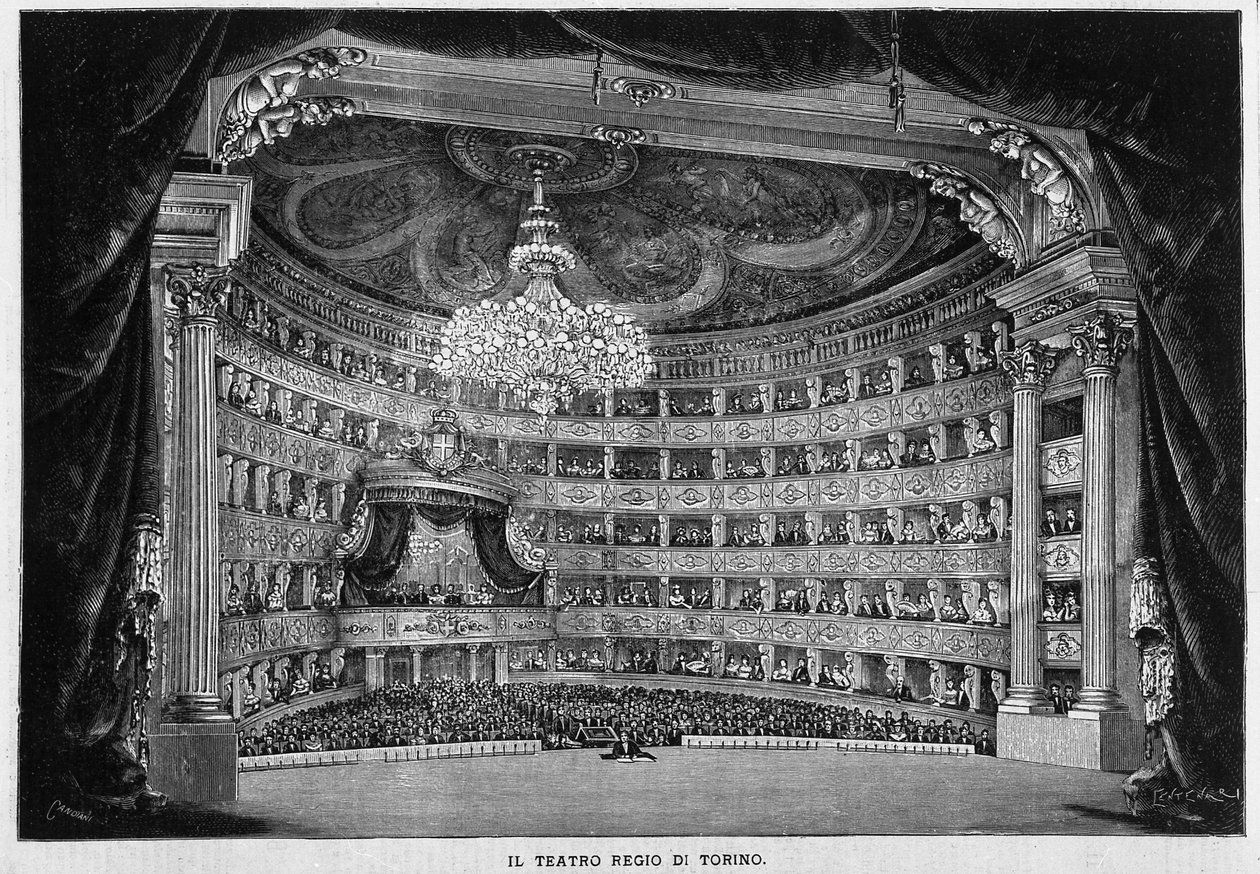Teater Regio i Torino i 1800. af Unknown artist