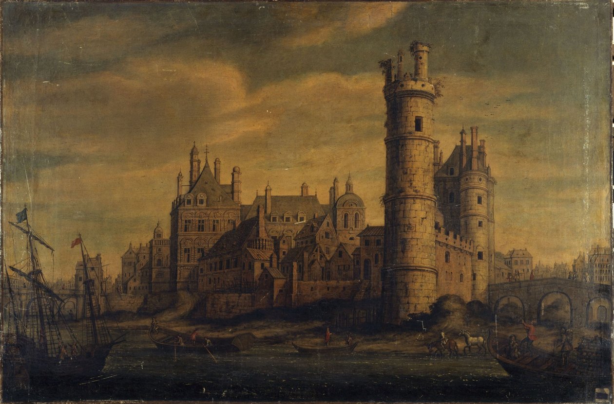Tårnet og porten i Nesle, Hôtel de Nevers, ca. 1650 (olie på lærred) af Unknown artist