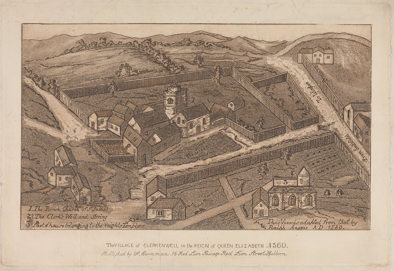 Landsbyen Clerkenwell under dronning Elizabeths regeringstid, 1560 af Unknown artist