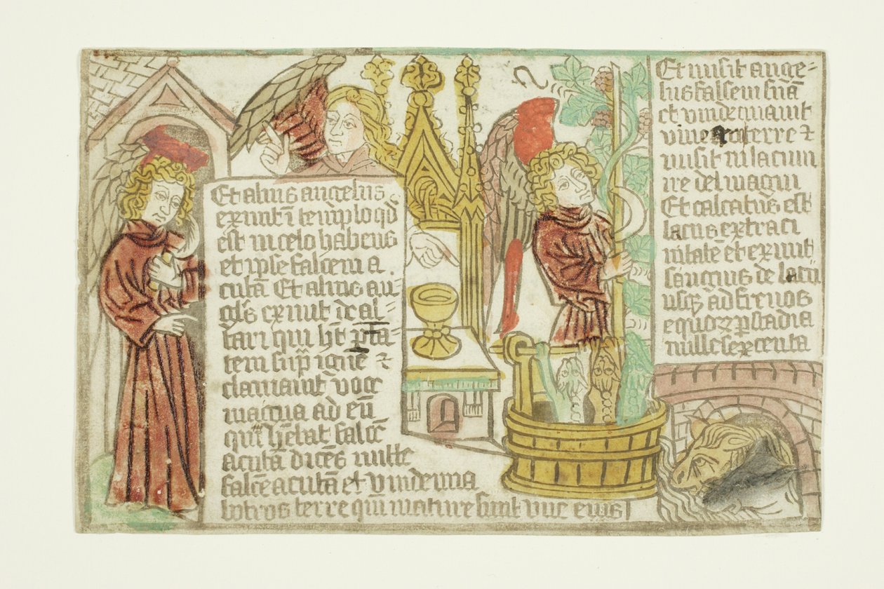 Årgangen af vinens druer, fra Blockbook Apocalypse af Unknown artist