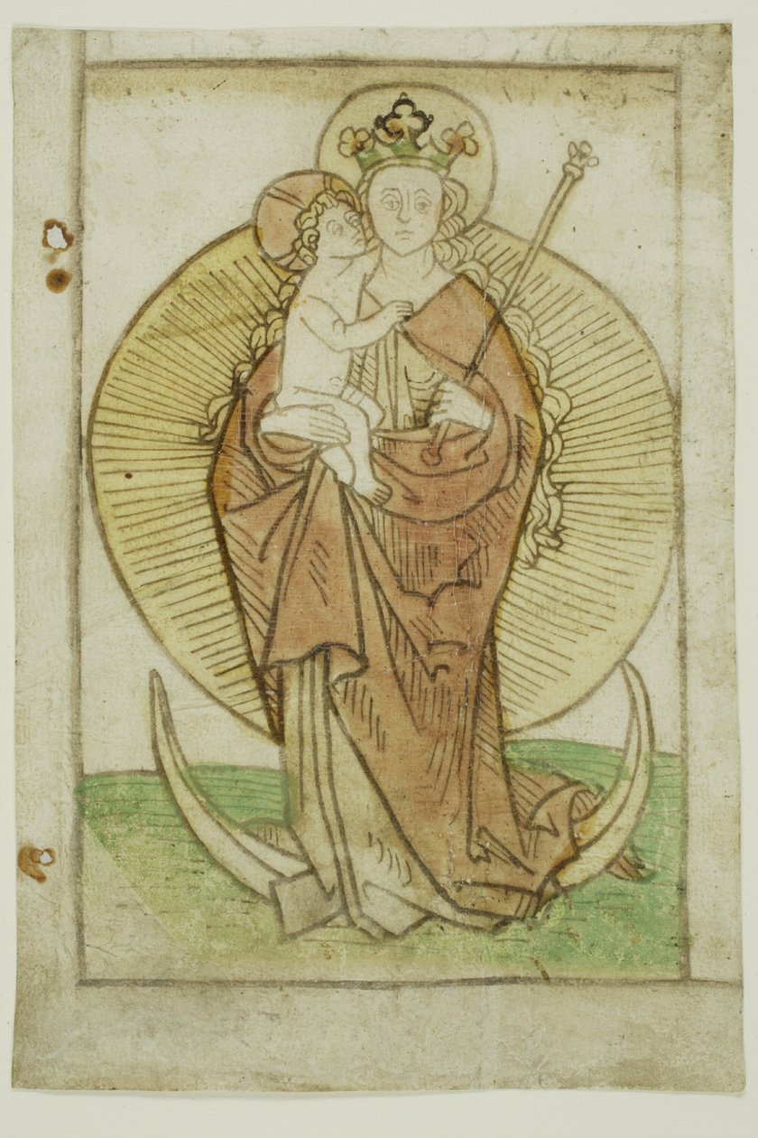 Jomfruen og barnet med krone og scepter på en halvmåne af Unknown artist