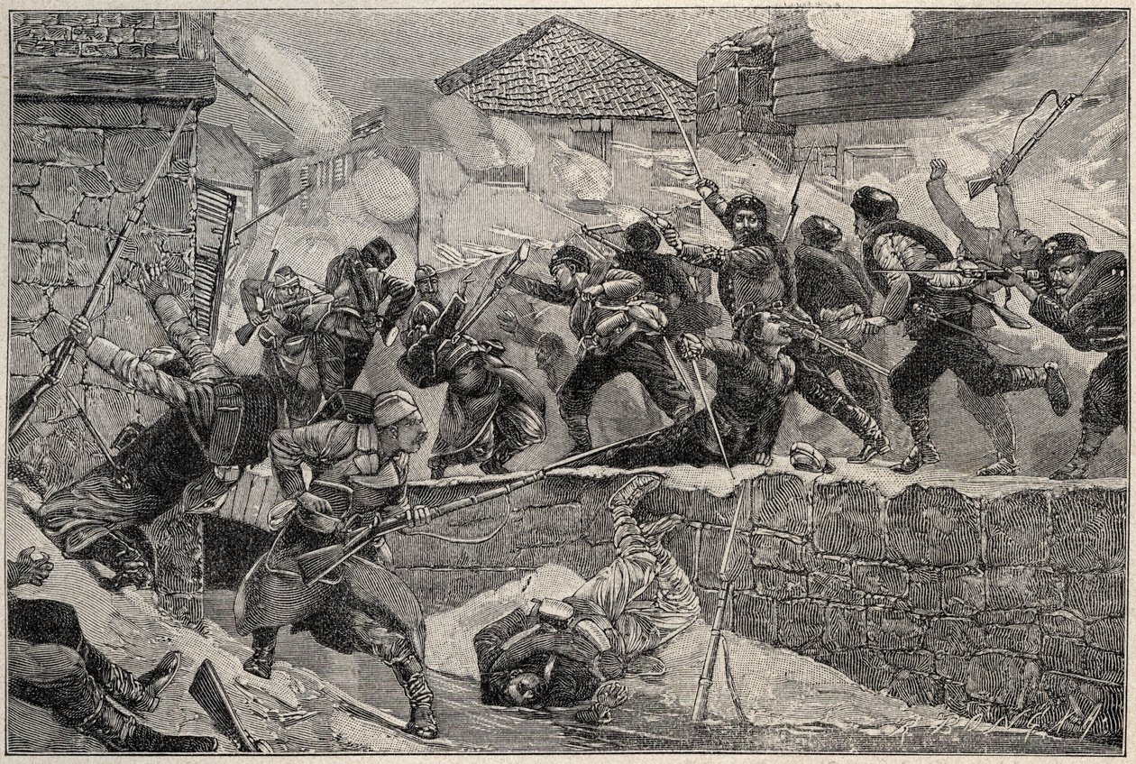 Krigen mellem Serbien og Bulgarien, Bulgarien - Serbo-bulgarsk krig 1885 - Slaget ved Pirot, 27.11.1885 - Serbo-bulgarsk krig Slaget ved Pirot 1885 af Unknown artist