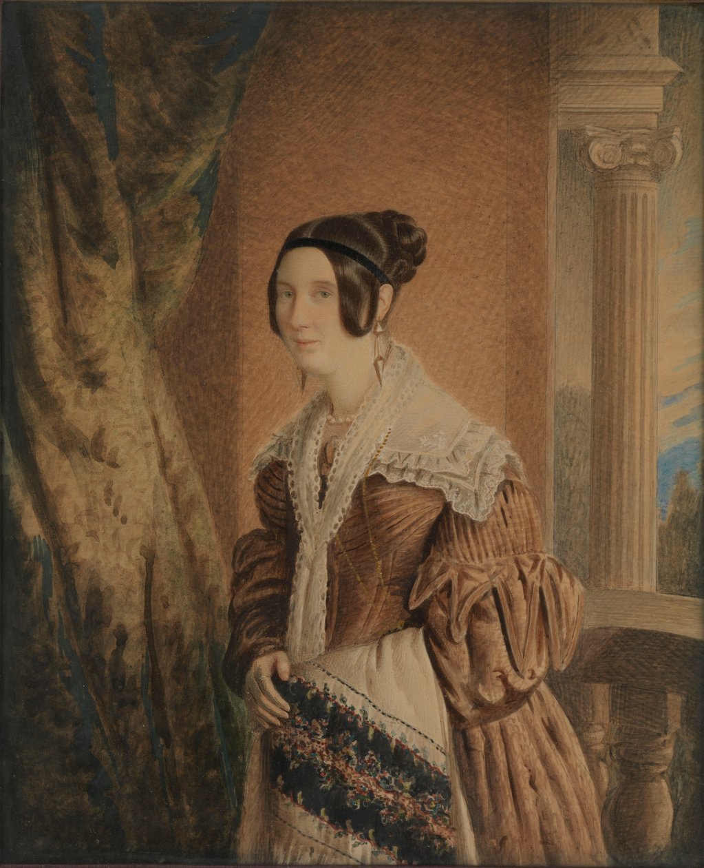 The Wife of Captain William Hewett, ca. 1840 (akvarel, træ, glas) af Unknown artist