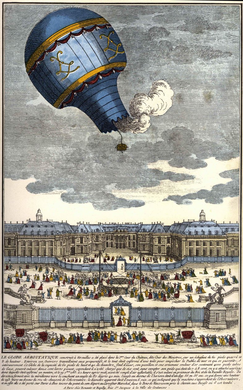 Den aerostatiske globus bygget i Versailles i 1783. af Unknown artist