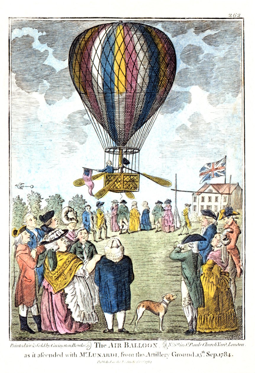 "Luftballonen, da den steg op med hr. Lunardi fra artilleripladsen, den 15. september, 1784 af Unknown artist