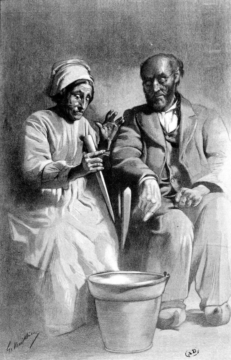 Det fortryllende ved det reflekterede billede - litografi, slutningen af 1800-tallet af Unknown artist