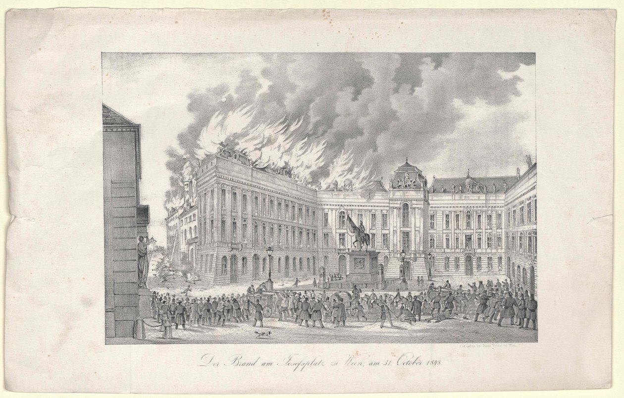 Branden på Josefs Plads til Wien af Unknown artist