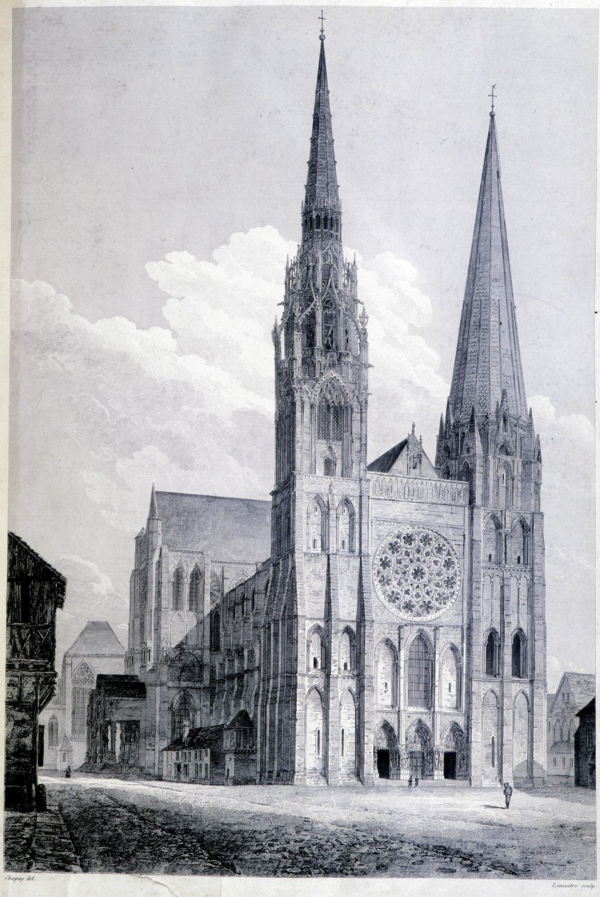 Katedralen i Chartres - gravering af Unknown artist