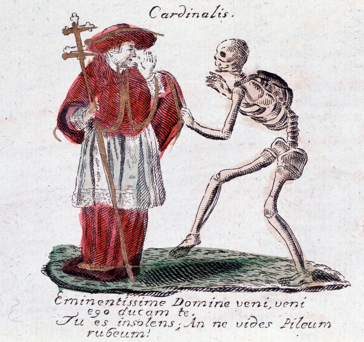 Dødedansen, kardinalen og et skelet (Print) af Unknown artist