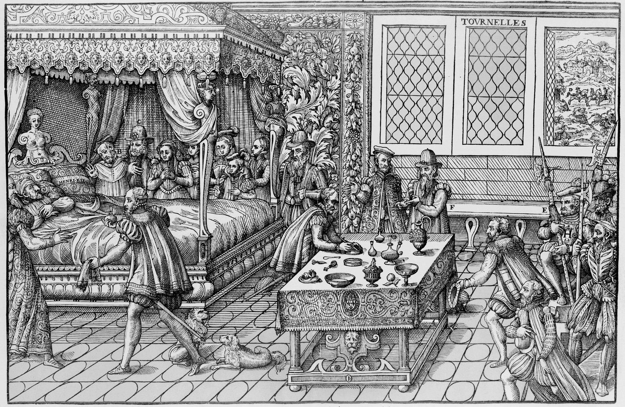 Henrik II (1519-1559), konge af Frankrigs død i Palais des Tournelles i Paris, 30. juni af Unknown artist