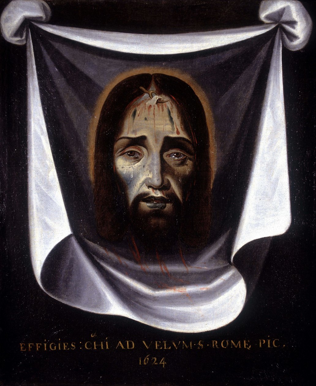 Kristi billedkunst malet fra lærredet, der er bevaret i St. Sylvestre-kirken i Rom af Unknown artist