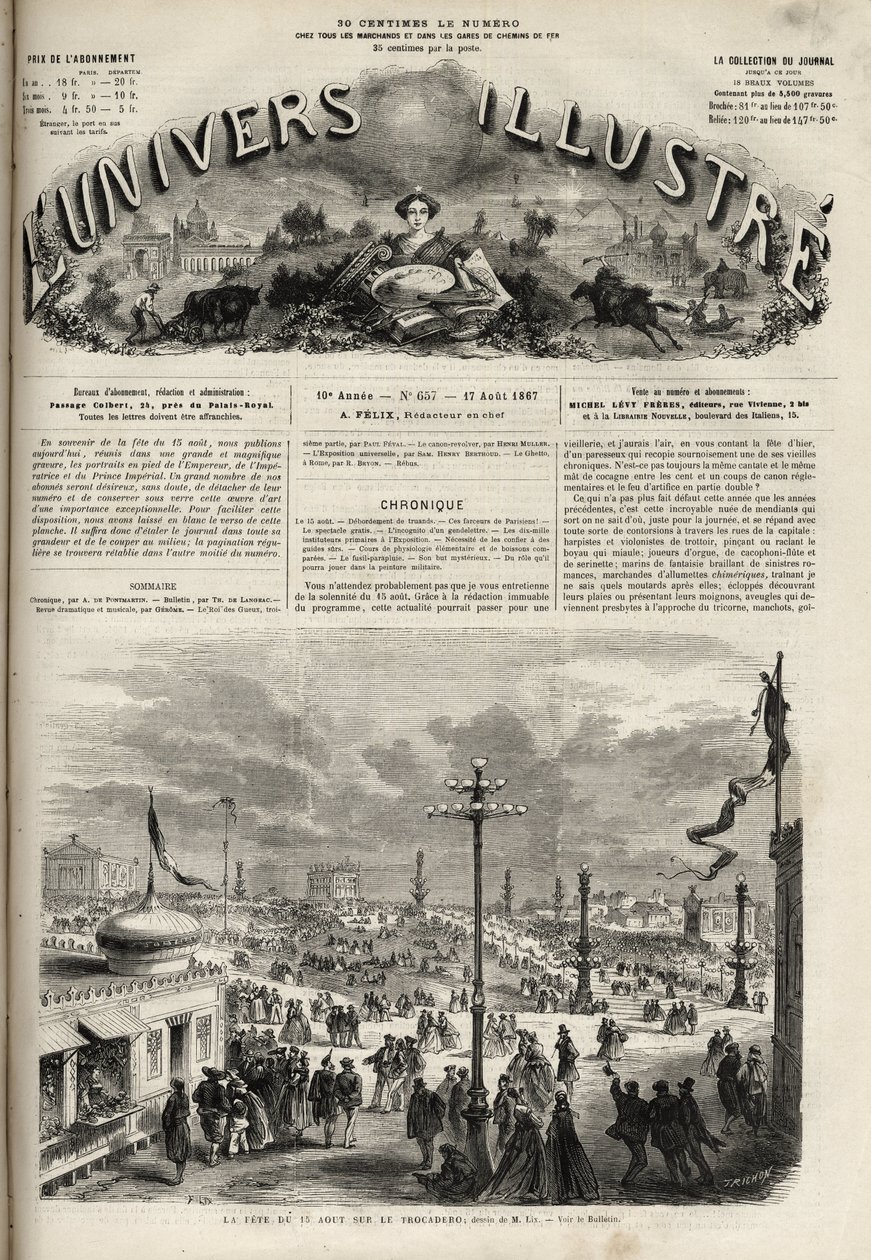 Festen den 15. august 1867 på Trocadero i Paris - Det berømte univers i 1867 af Unknown artist
