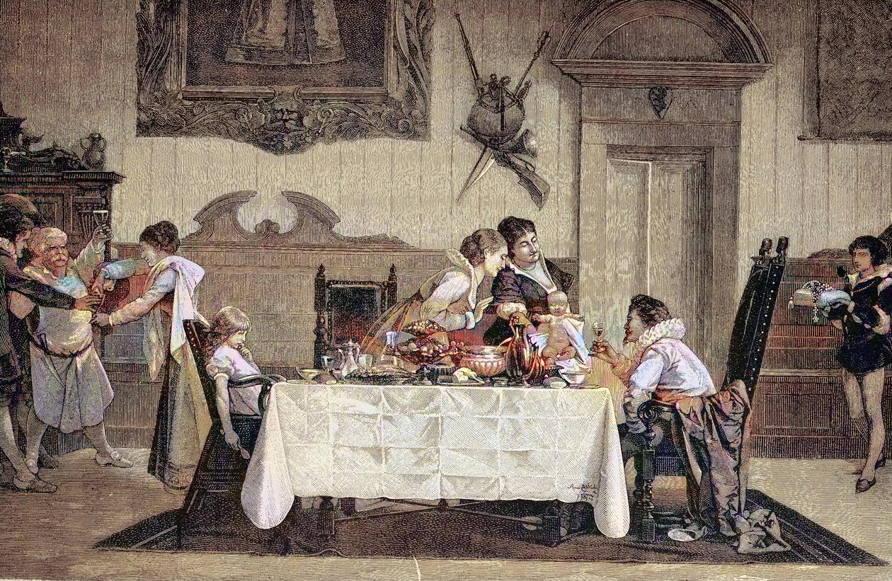 Det førstefødte mandlige afkom, jordemoderen, viser den nyfødte søn til de andre familiemedlemmer af Unknown artist