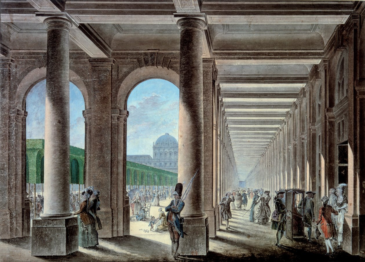 Palais Royals gallerier og haver. Litografi af det 18. århundrede. Paris, B.N. af Unknown artist