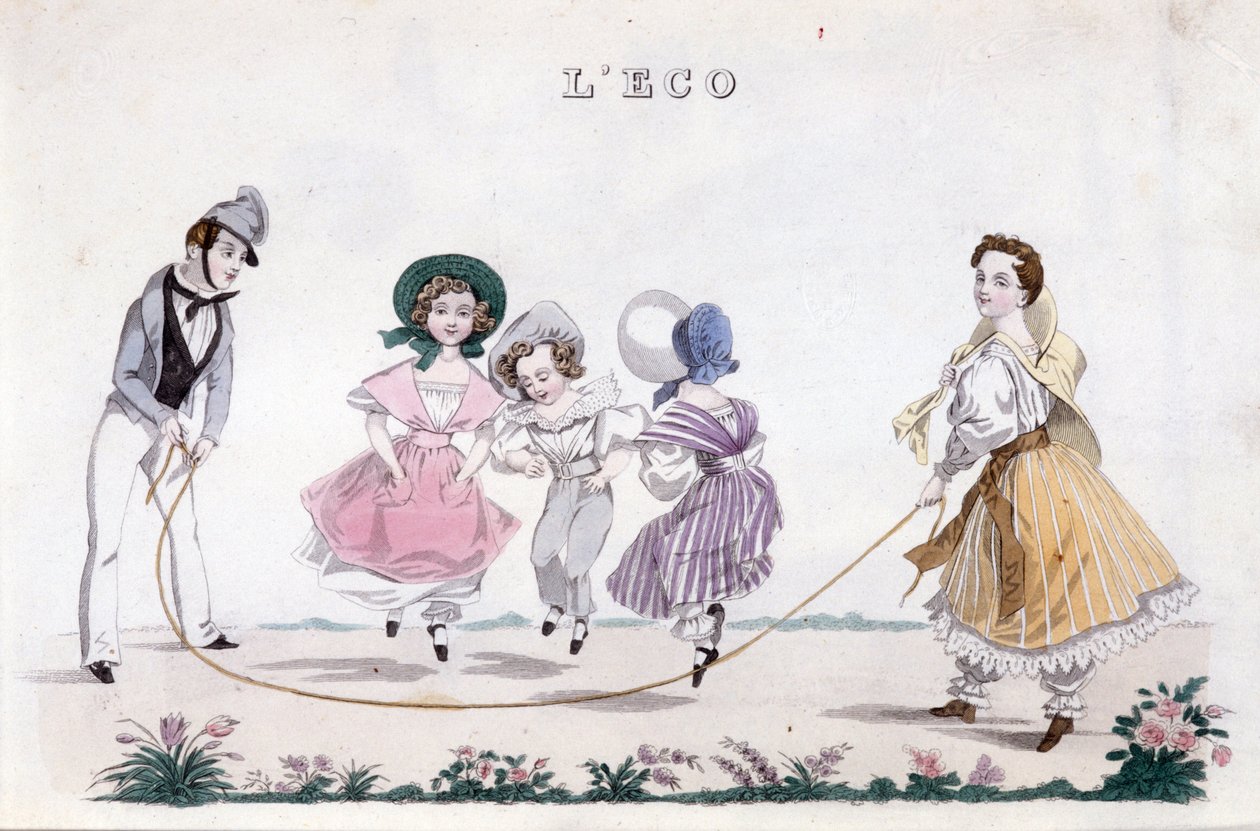 Springrebet, gruppe børn af borgerskabet leger. 1830 af Unknown artist