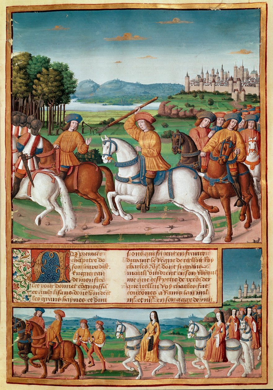 Karl VIs galskab (1368 - 1422). Den 5. august 1392 begyndte han i Le Mans-skoven at opleve rasende vanvids angreb: skrigende på forræderi angreb han sin egen trup og dræbte fire Miniature-mennesker fra "" Chronicles de Enguerrand de Mo af Unknown artist