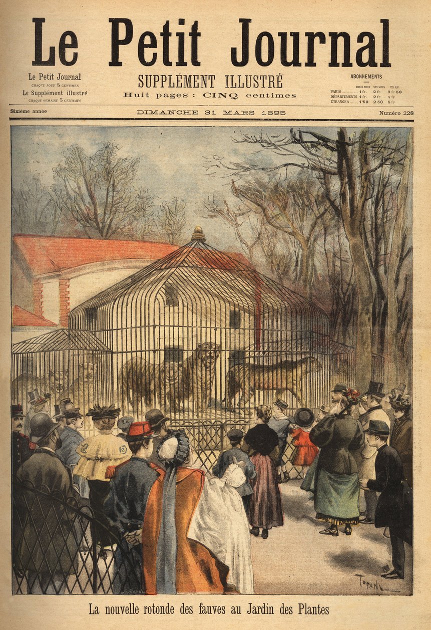 Dyrenes nye rotunde i planternes have i Paris. Indgravering i "" Le petit journal"" 31/03/1895. Selvas samling. af Unknown artist