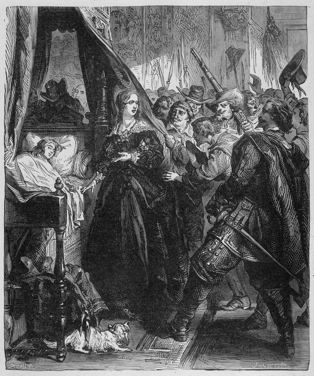 Folket (fronde) gik til det kongelige palads og bad om at se den unge Alite-konge (Louis XIV og Anne af Østrig) af Unknown artist