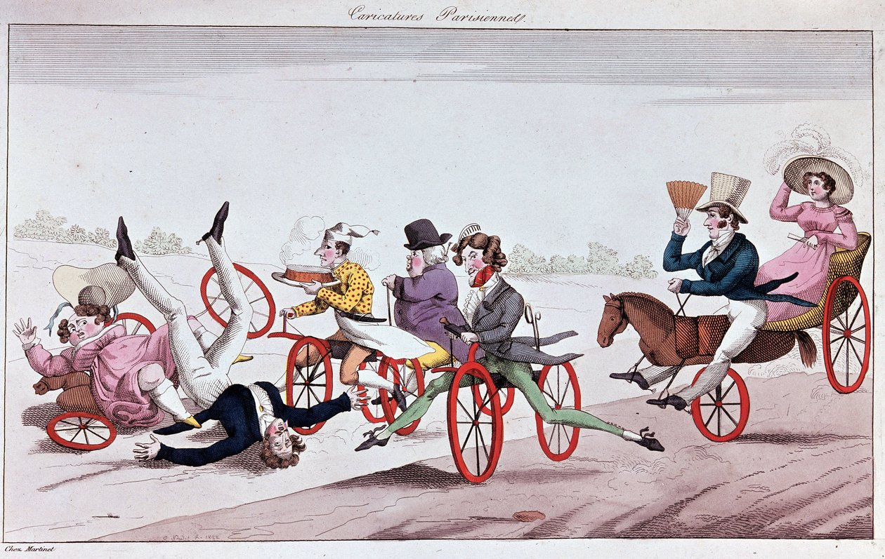 Fornøjelser og besvær ved velocipeder og blomstrende heste af Unknown artist