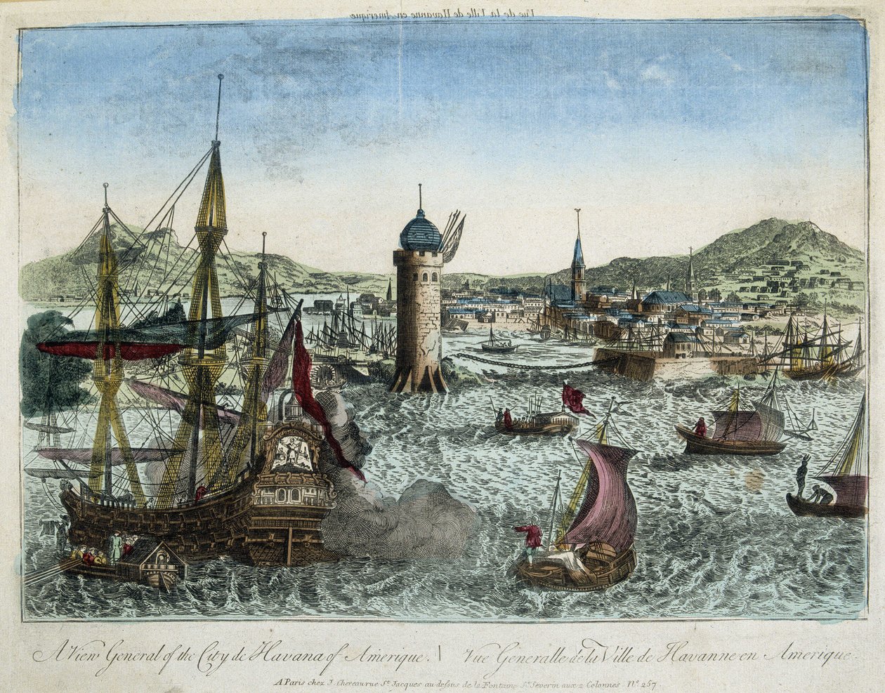 Havanas havn og den omkringliggende navigation - gravering af Unknown artist