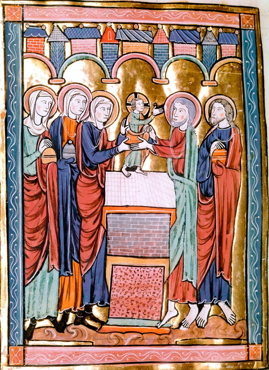 Præsentationen ved miniaturetemplet taget fra "" Liber Psalmorum Cum Calendario"" eller "" Psaltier à l