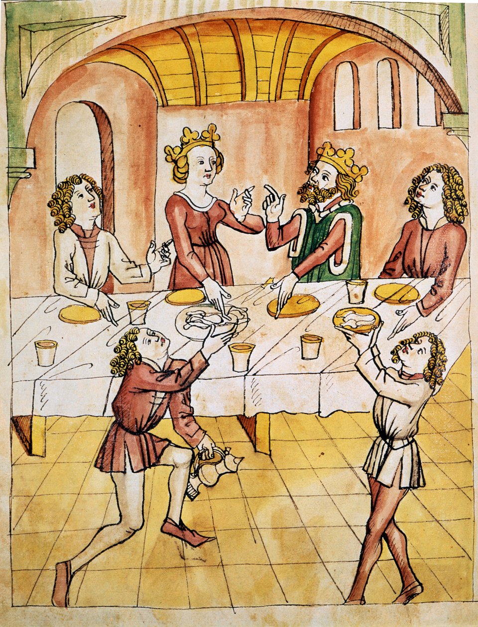 Rummet med de hundrede borde. Faksimile fra det 18. århundrede efter Perceval af Wolfram von Eschenbach af Unknown artist