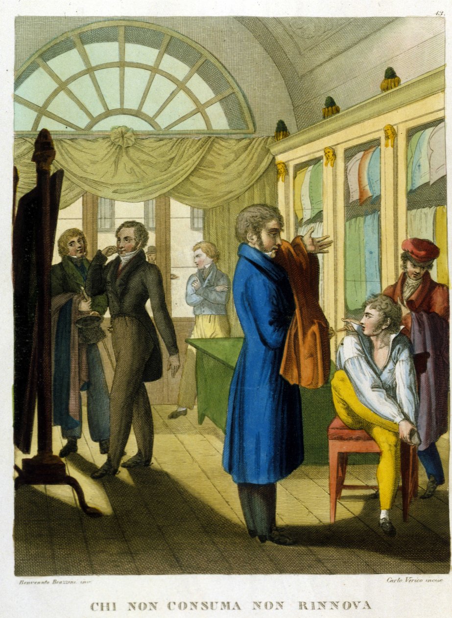 Ordsproget: ""Den, der ikke forbruger, fornyer sig ikke"" Illustration fra en samling ordsprog fra det 18. århundrede af Unknown artist