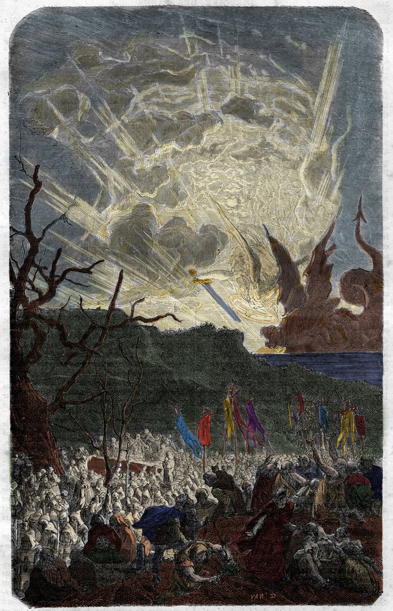 Årets overskud (frygt) tusind (1000): verdens undergang. Indgravering i "Histoire des Papes-Rois-Queen and Empereurs a travers les centuries"" af Maurice Lachatre af Unknown artist