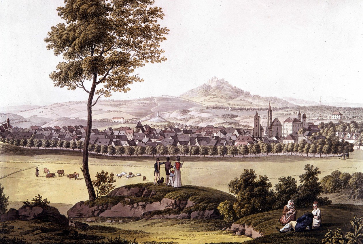 Byen Toeplitz (Toplitz) i Bøhmen i slutningen af det 18. århundrede. af Unknown artist