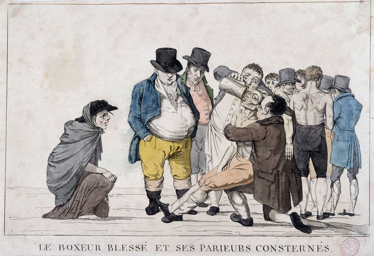 Den sårede bokser og hans wrestled betters - 1800-tallet, Carnavalet. af Unknown artist