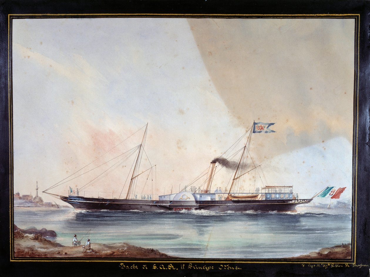 Prins Oddone, hertug af Montferrats yacht (akvarel af Unknown artist