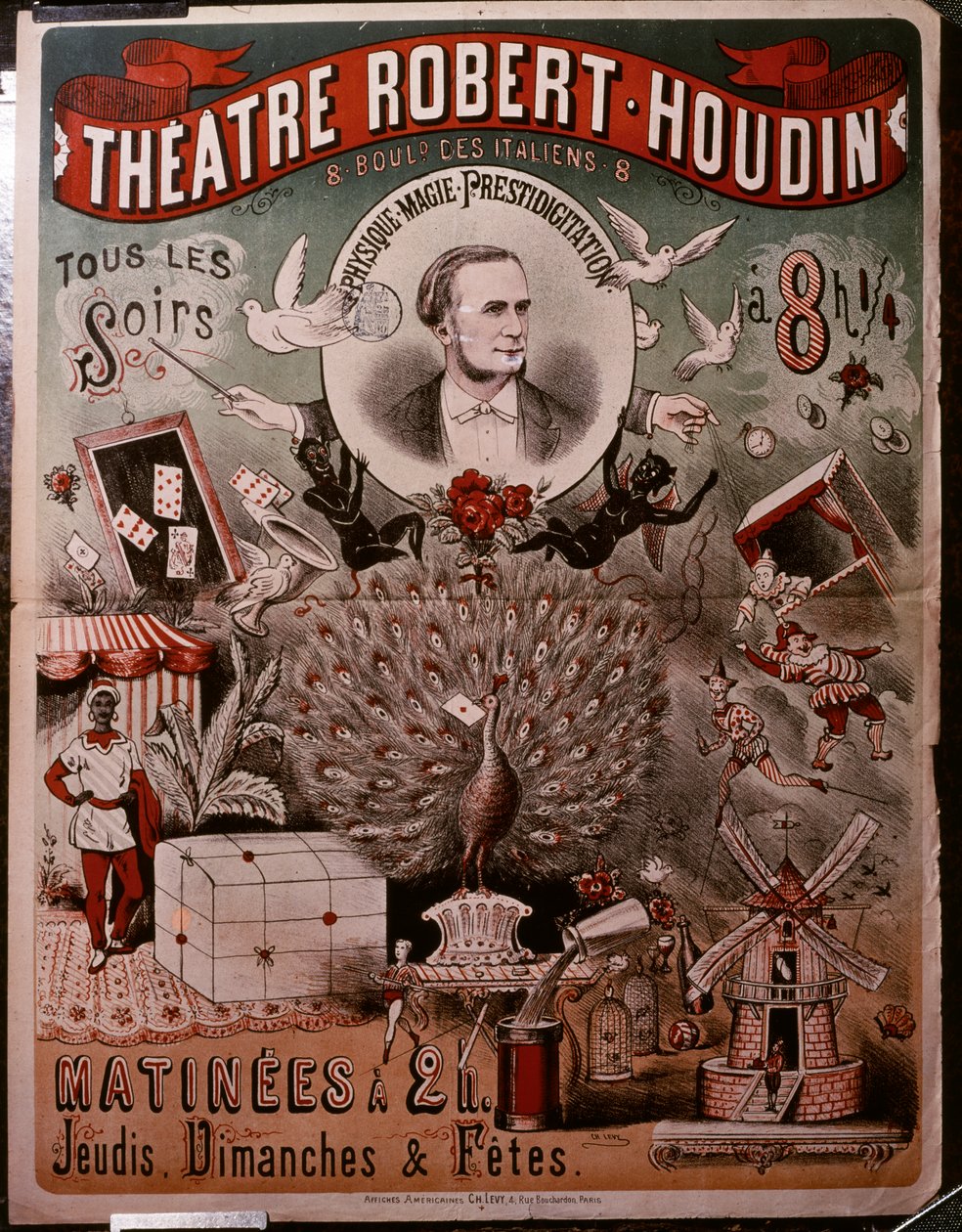 Teater Robert Houdin plakat, ca. 1860-75 (plakat) af Unknown artist