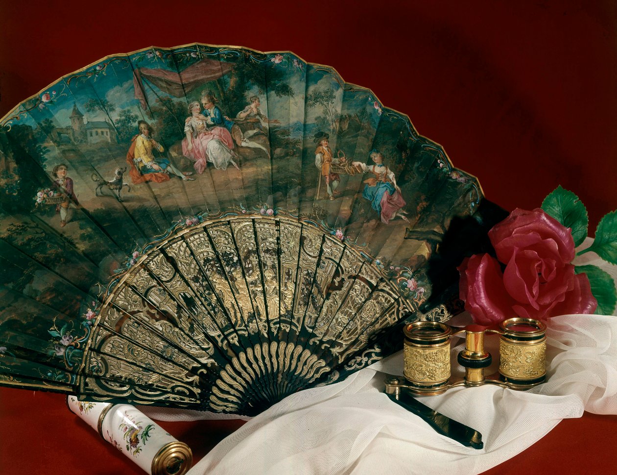 Teatertilbehør: ventilator og kikkert. 1700-tallet. Paris, dekorativ kunst af Unknown artist
