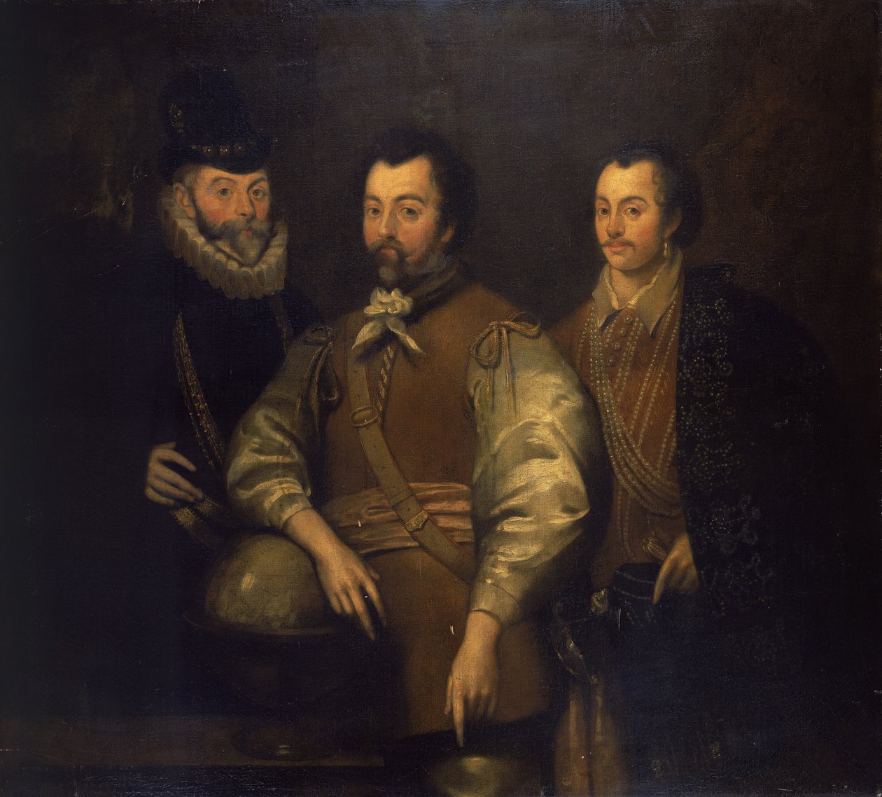 Thomas Cavendish, Sir Francis Drake og Sir John Hawkins af Unknown artist