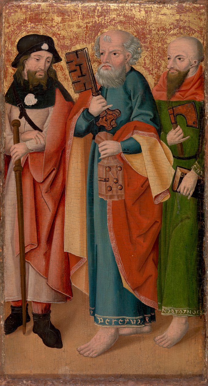 Tre apostle med stok, nøgle og økse af Unknown artist