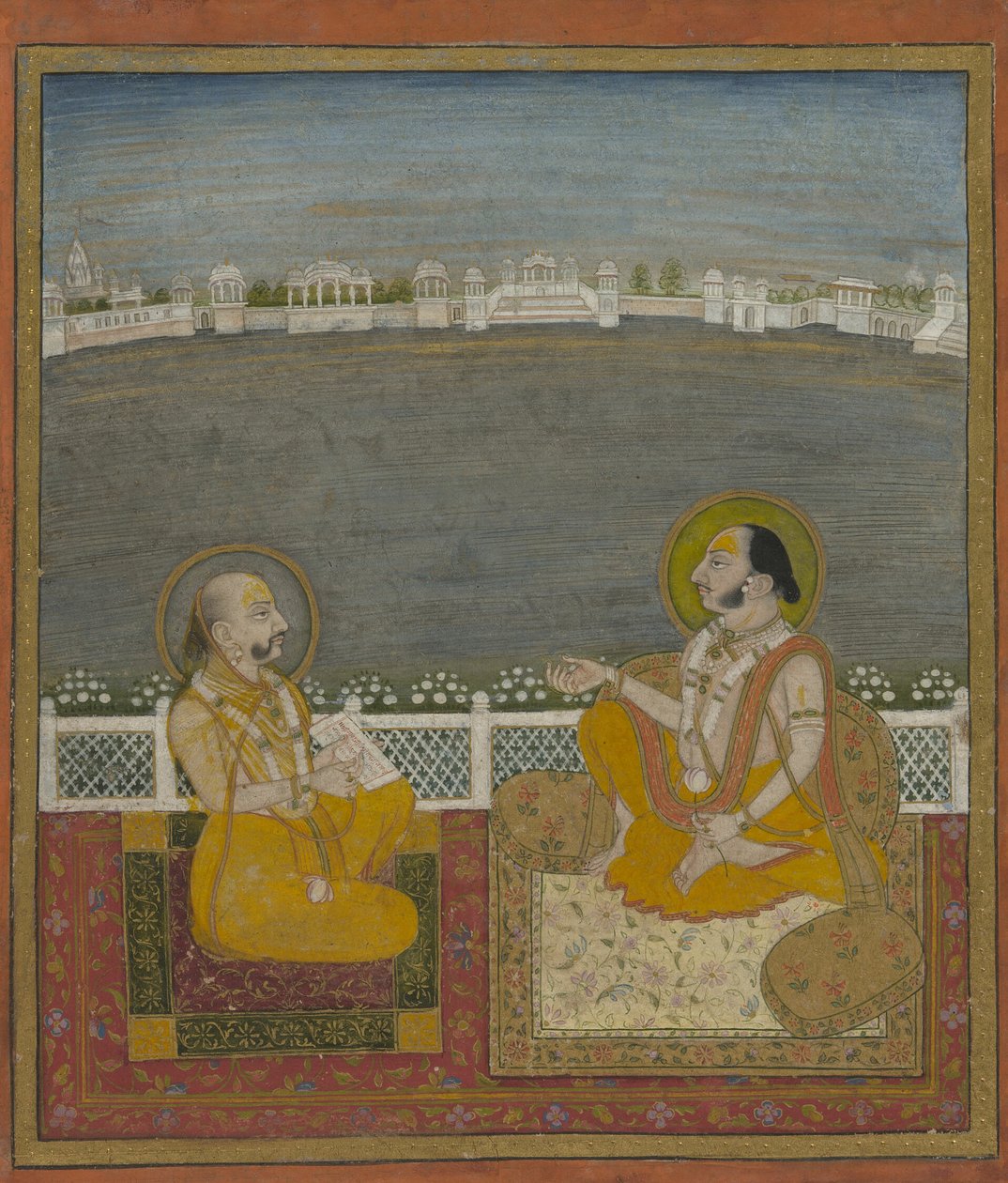 Tilkayat Dauji II Maharaj med en besøgende af Unknown artist