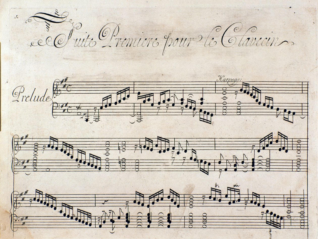 Titelside med partitur til Suite af instrumentale stykker af GF Handel af Unknown artist