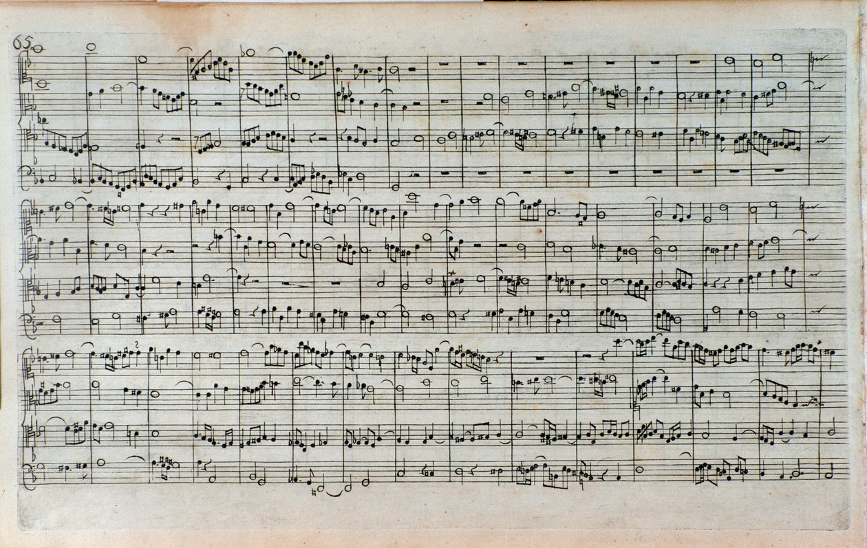 Titelside af musikpartitur af The Art of the Fugue, the last and ufuldstændige fuga, af Johann Sebastian Bach af Unknown artist